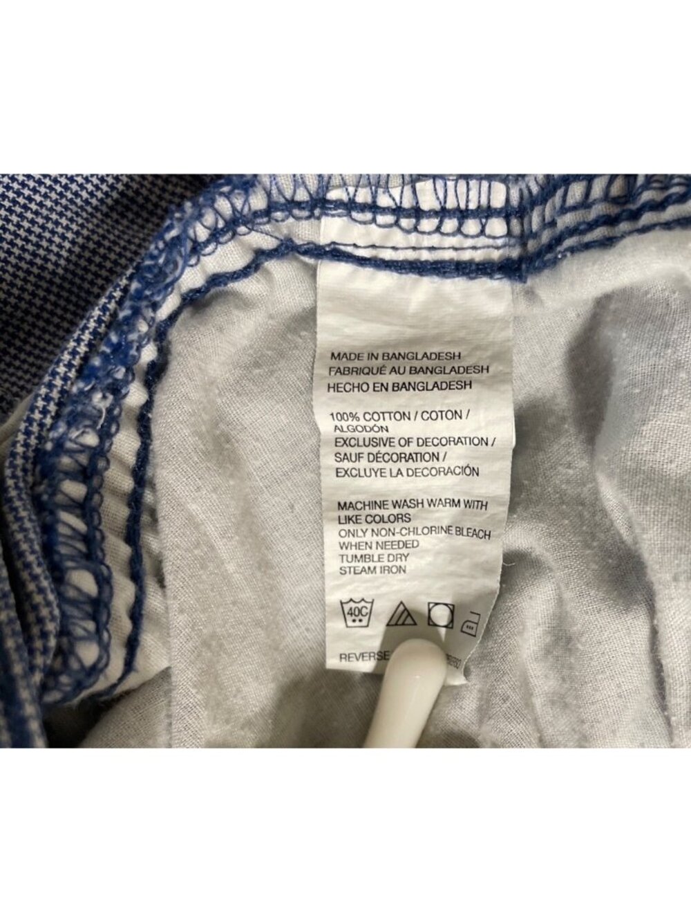 IZOD Blue/White Houndstooth Print Chino Shorts Mens Size 33 - Picture 8 of 8
